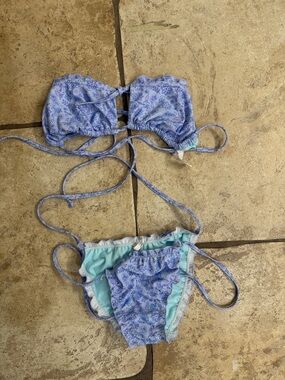 Lavender Paisley Ruffle Bikini Set